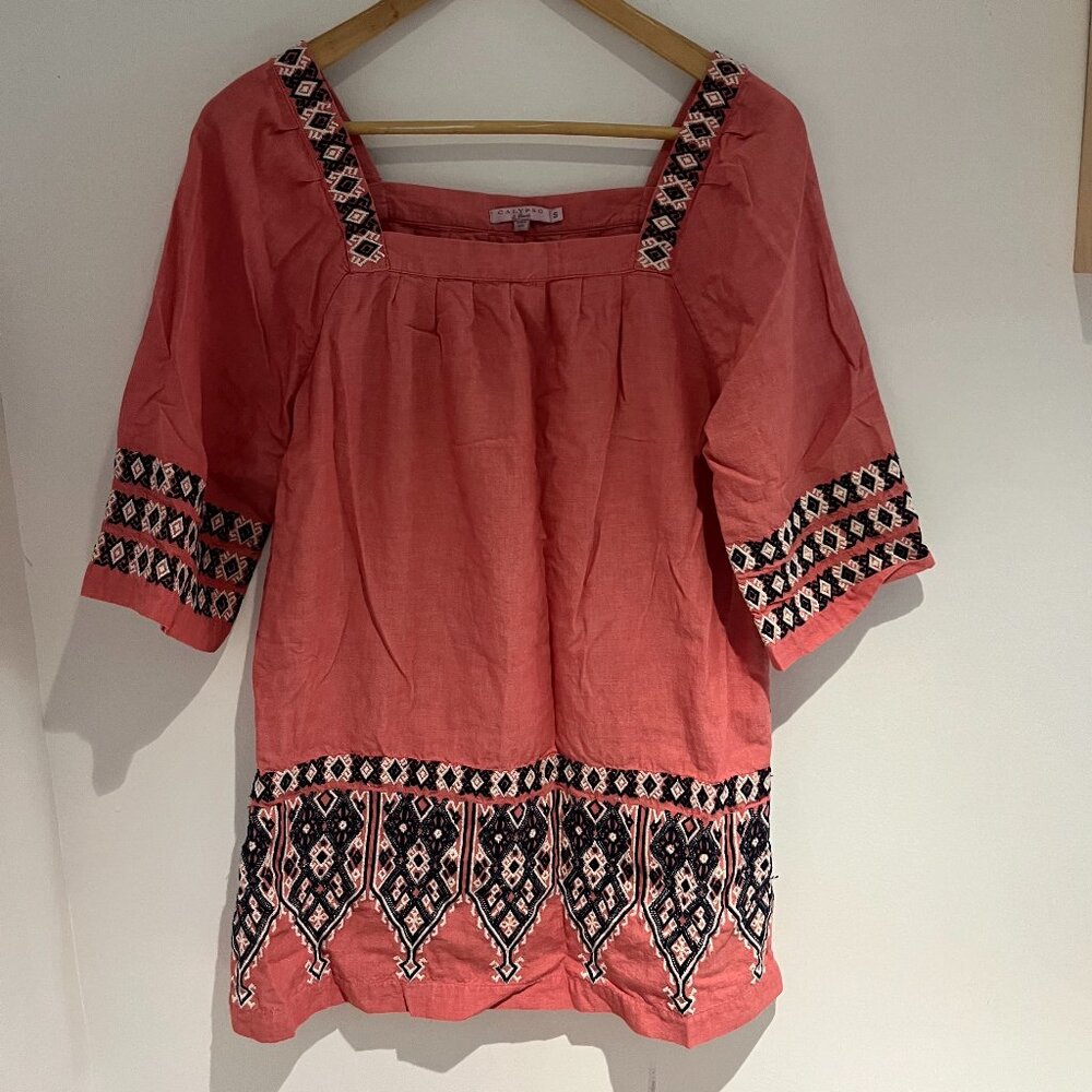 Calypso Tunic in Corral with Beautiful Embroidery ~ Great Condition ~ Size S